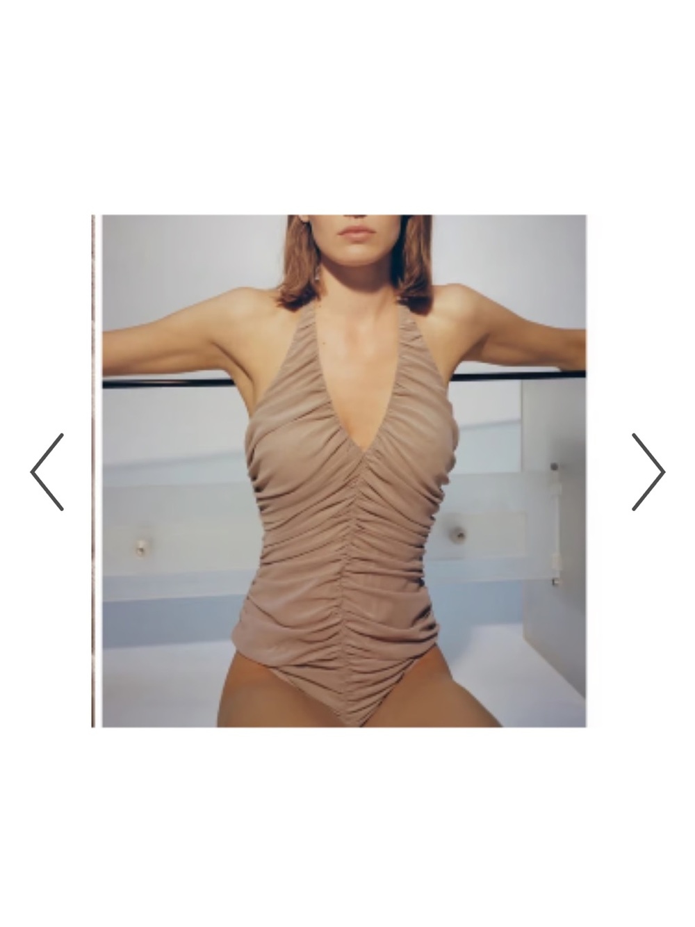 Zara Ruched Halter Bodysuit - Taupe Medium